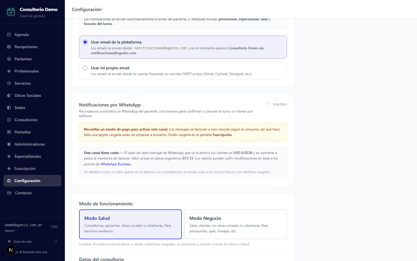 Activá los recordatorios por WhatsApp — vista de computadora